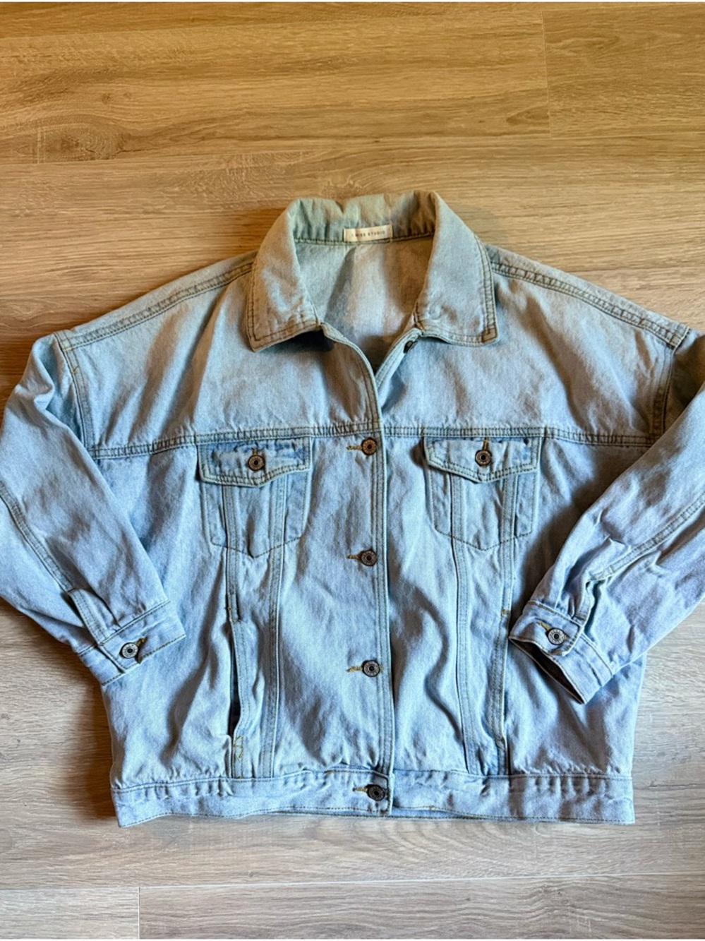 Streetwear Style Denim Jacket Loose Fit Cotton Light Wash Size‎ XL